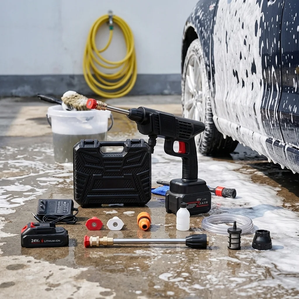 Nettoyeur haute pression sans fil 48V avec mallette Lavage puissant et sans contrainte pour voiture, maison et jardin