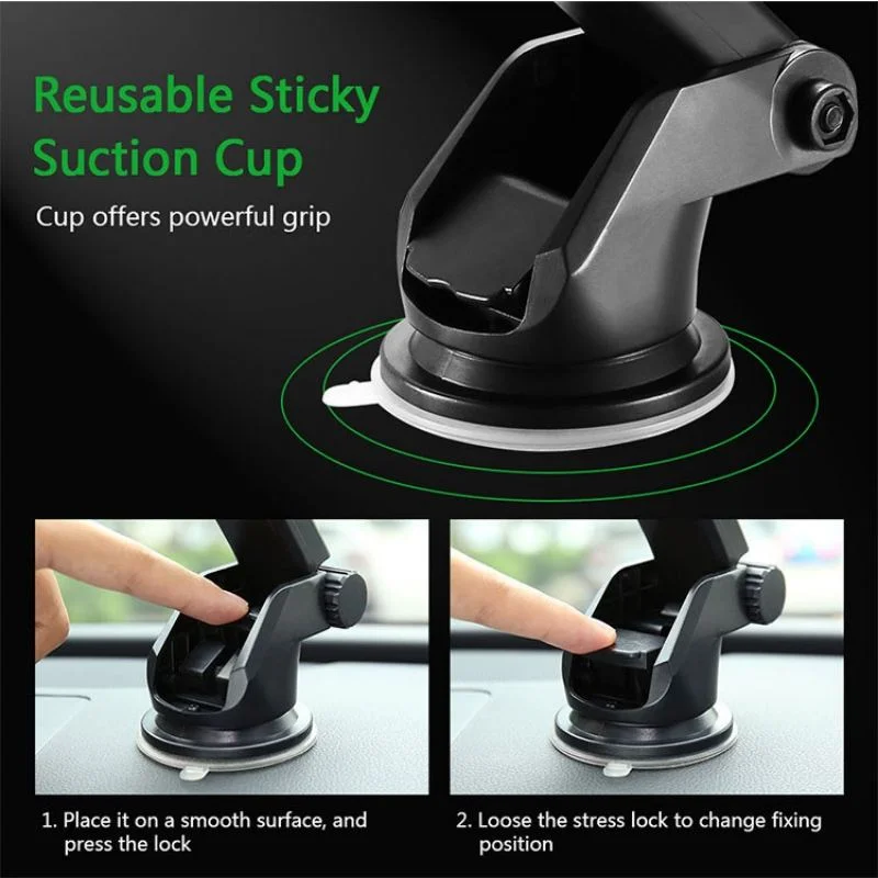 Support de téléphone voiture à ventouse télescopique Fixation ultra-stable et aj