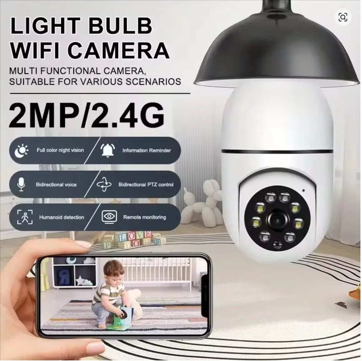 Caméra de surveillance format ampoule 360° – photo 4