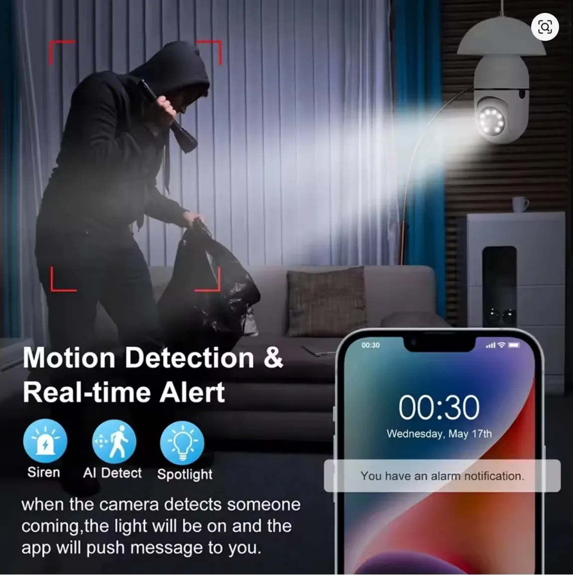 Caméra de surveillance format ampoule 360° – photo 5